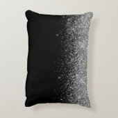 Silberschwarzer Glitzer Girl Monogram Name Dekokissen (Rückseite(Vertikal))