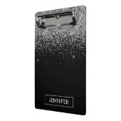 Silberschwarzer Glitzer Girl Monogram Name Mini Klemmbrett (Gewinkelt2)