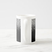 Silberschwarzer Glitzer Girl Monogram Name Porzellantasse (Rückseite)