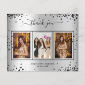 Silberschwarzes Foto zum Geburtstag dank Karte (Vorderseite)