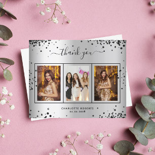 Silberschwarzes Foto zum Geburtstag dank Karte