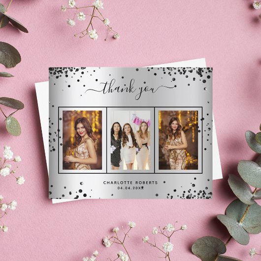 Silberschwarzes Foto zum Geburtstag dank Karte