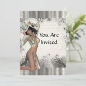 Silbershowgirl Einladung (Stehend Vorderseite)