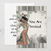 Silbershowgirl Einladung (Vorne/Hinten)