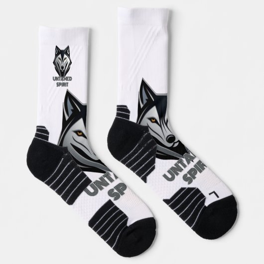 Silberspitz-Wolfskopf mit Abstrakten Formen Socken (Rechts)
