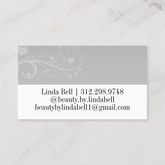 Silberspitzen auf Weiß und Grau Treuekarte (Rückseite)