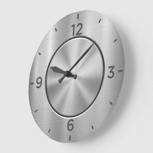 Silberstahl Große Wanduhr (Winkel)