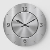 Silberstahl Große Wanduhr (Vorderseite)