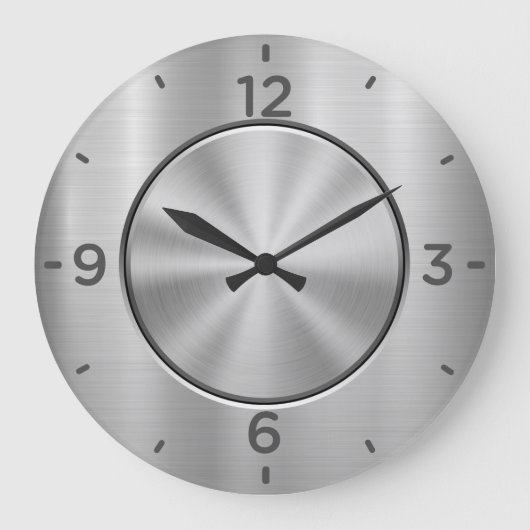 Silberstahl Große Wanduhr (Vorderseite)