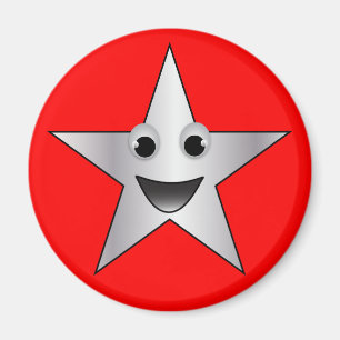 Silberstar mit lächelndem Gesicht Magnet