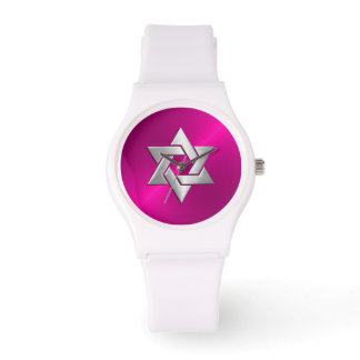 Silberstar von David auf Hot Pink Armbanduhr