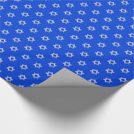 Silberstar von David Royal Blue Geschenkpapier (Ecke)