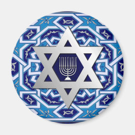 Silberstar von David und Menorah Hamukkah Magnet