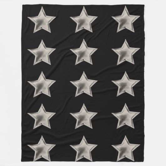 Silberstars auf schwarzem Fleece-Leder Fleecedecke (Vorderseite)