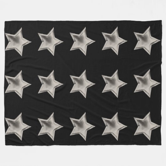 Silberstars auf schwarzem Fleece-Leder Fleecedecke (Vorderseite (Horizontal))