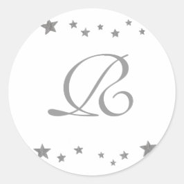 Silberstars, Monogramm-Hochzeitsstifte - Siegel Runder Aufkleber