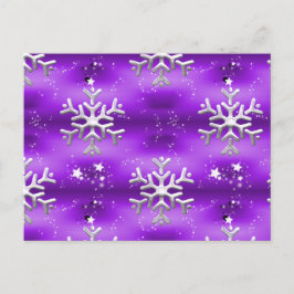 Silberstars und Schneeflocken zu Lila Weihnachten Postkarte