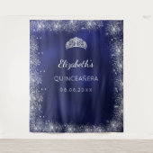 Silberstaub aus blauem Glitzer der Quinceanera Wandteppich (Vorderseite)