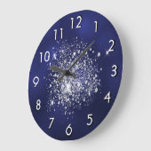 Silberstaub aus blauem Glitzer Große Wanduhr (Winkel)
