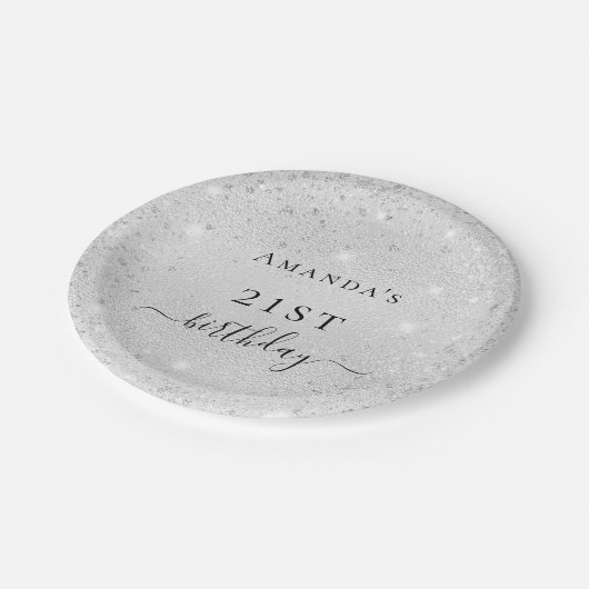 Silberstaub-Glitzer Pappteller (Schrägansicht)