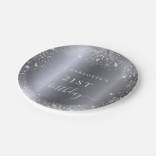 Silberstaub-Glitzer Pappteller (Schrägansicht)