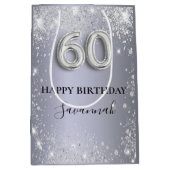 Silberstaub-Monogramm aus Glitzer zum 60. Geburtst Mittlere Geschenktüte (Vorderseite)