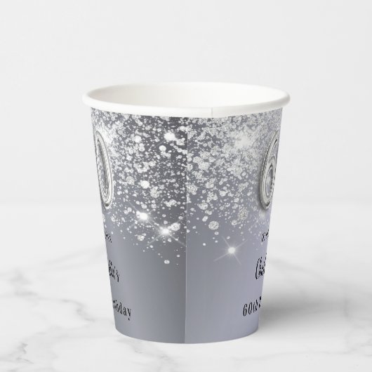 Silberstaub-Monogramm aus Glitzer zum 60. Geburtst Pappbecher (Rechts)