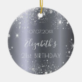 Silberstaub zum Geburtstag, elegant, Glitzer Keramik Ornament (Vorne)