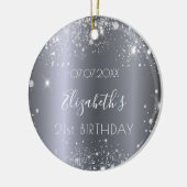 Silberstaub zum Geburtstag, elegant, Glitzer Keramik Ornament (Links)