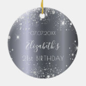 Silberstaub zum Geburtstag, elegant, Glitzer Keramik Ornament (Hinten)