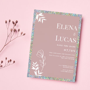 Silberstaubige Rose-Blumenzettel Einladung