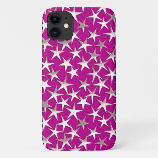 Silbersterne auf Amethystisch lila Case-Mate iPhone Hülle (Rückseite)