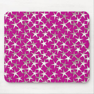 Silbersterne auf Amethystisch lila Mousepad
