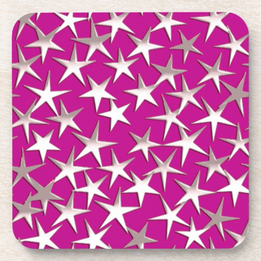 Silbersterne auf Amethystisch lila Untersetzer (Vorderseite)