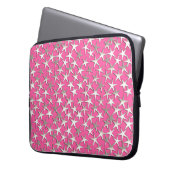 Silbersterne auf Fuchsienrosa Laptopschutzhülle (Vorderseite Links)