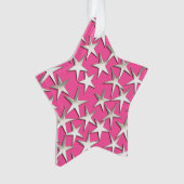 Silbersterne auf Fuchsienrosa Ornament (Vorderseite)