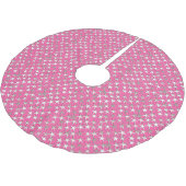 Silbersterne auf Fuchsienrosa Polyester Weihnachtsbaumdecke (Schrägansicht)