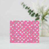 Silbersterne auf Fuchsienrosa Postkarte (Stehend Vorderseite)