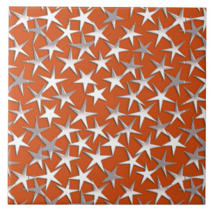Silbersterne auf Kupfer Fliese