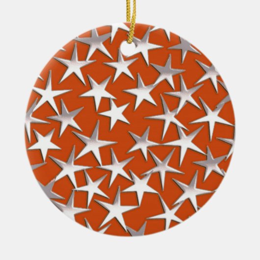 Silbersterne auf Kupfer Keramikornament (Vorne)