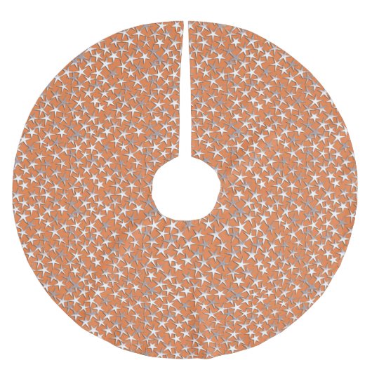 Silbersterne auf Kupfer Polyester Weihnachtsbaumdecke (Vorderseite)