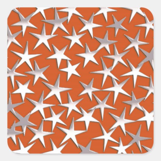 Silbersterne auf Kupfer Quadratischer Aufkleber (Vorderseite)
