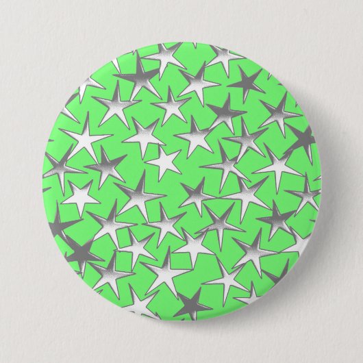 Silbersterne, auf Limettengrün Button (Vorderseite)