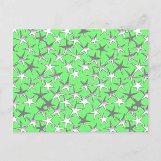 Silbersterne, auf Limettengrün Postkarte (Vorderseite)