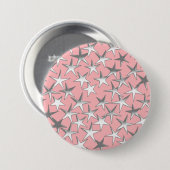 Silbersterne, auf rosa Muschel Button (Vorne & Hinten)