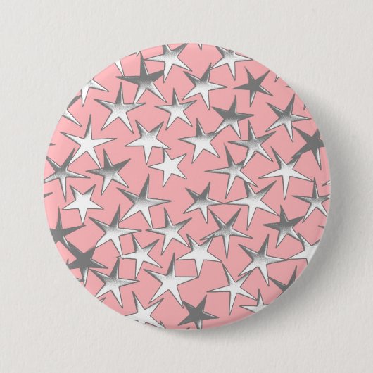 Silbersterne, auf rosa Muschel Button (Vorderseite)