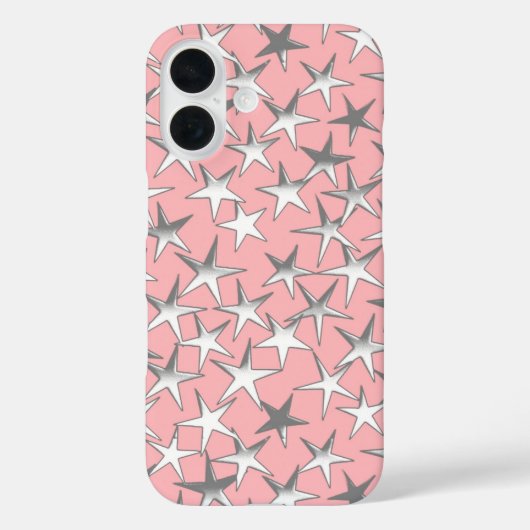 Silbersterne, auf rosa Muschel Case-Mate iPhone Hülle (Rückseite)