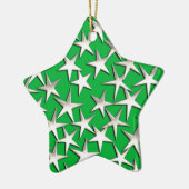 Silbersterne auf Smaragdgrün Keramik Ornament (Links)