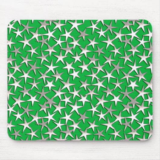 Silbersterne auf Smaragdgrün Mousepad (Vorne)