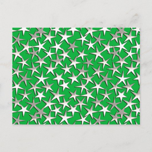 Silbersterne auf Smaragdgrün Postkarte (Vorderseite)